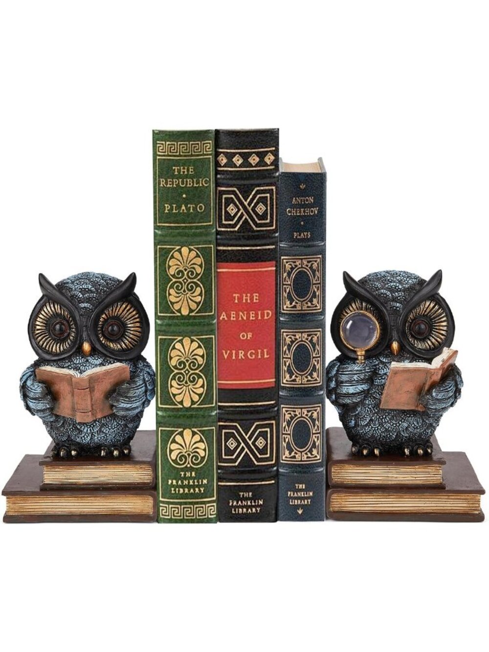 Vintage Owl Bookends for Shelves, Heavy Duty Resin, Non-Slip Pads, Home Decor